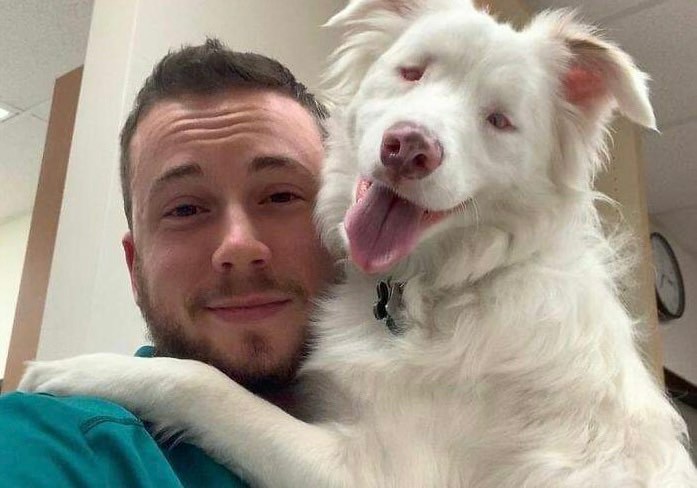 Guy shows how he wakes his blind and deaf dog without scaring it and ...